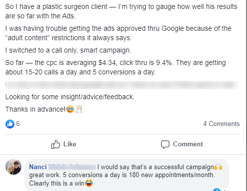Plastic Surgeon getting 5 new appointments/day